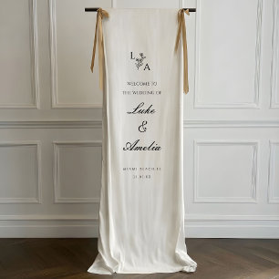 Custom Wedding Welcome Sign, Elegant Fabric Banner