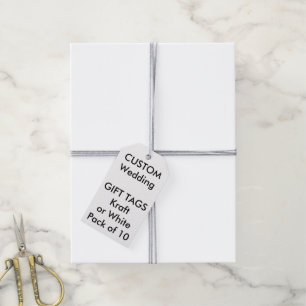 Custom Wedding WHITE Gift Tags, GRAY Twine Tags