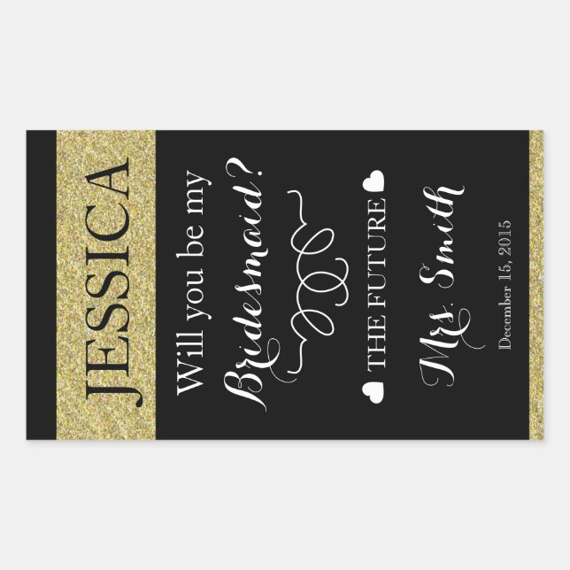 custom Wedding wine bottle label bridesmaid (Front)