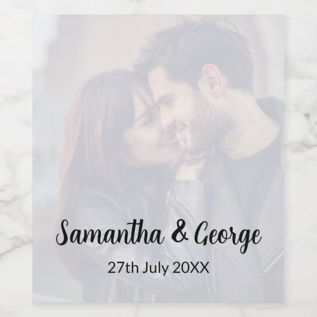 Custom Wedding Wine Bottle With Photo Wine Label (Single Label)