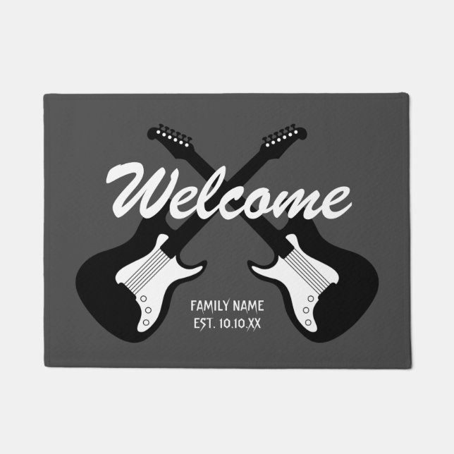 Custom welcome door mat with cross guitars logo (Front)