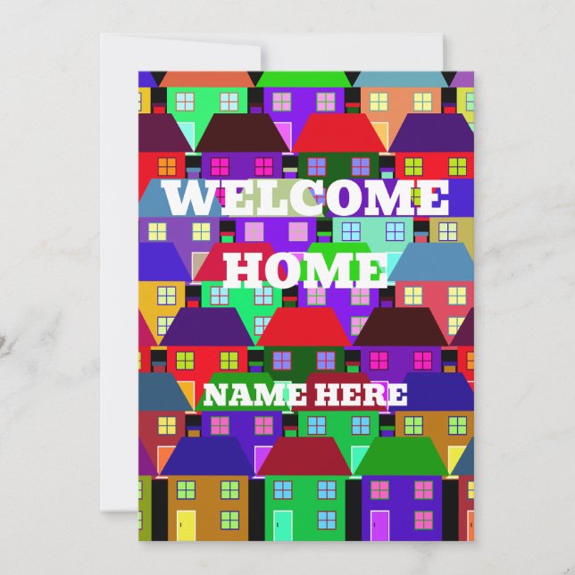 CUSTOM WELCOME HOME COLORFUL HOUSES INVITATION (Front)