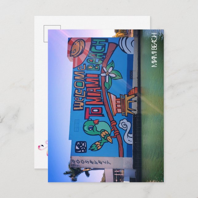 Custom Welcome Miami Beach Florida Graffiti Mural Postcard (Front/Back)