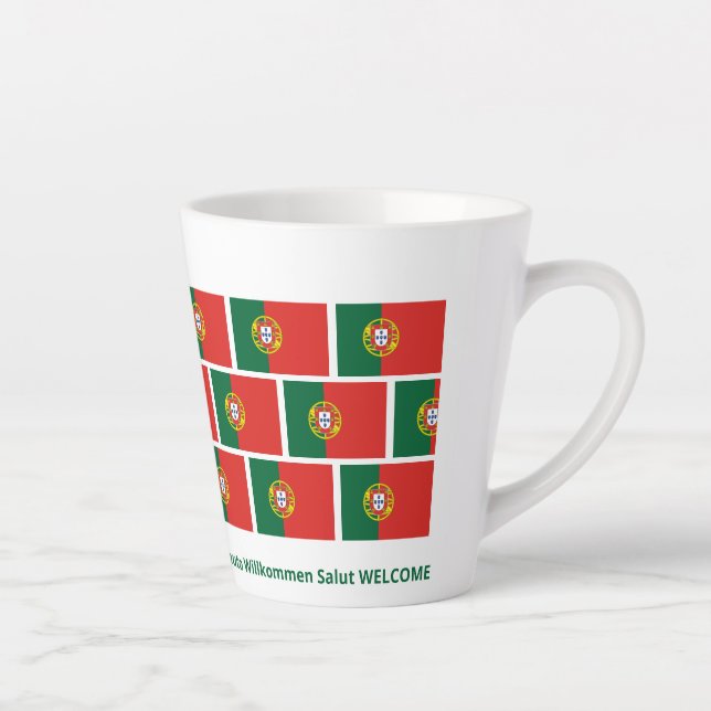 Custom WELCOME Portugal Flag Latte Mug (Right)