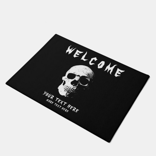 Custom Welcome Text Scary Fear Horror Halloween Doormat (Angled)