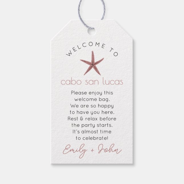 Custom Welcome to Cabo San Lucas wedding Tag (Front)