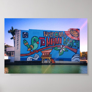 Custom Welcome to Miami Beach Florida Graffiti  Poster