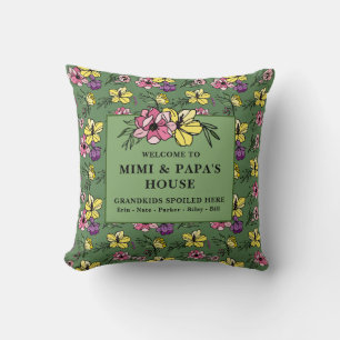 Custom Welcome to Mimi & Papa's House Throw Pillow