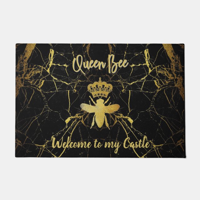Custom Welcome to my Castle QUEEN BEE Marble Rug (Front)