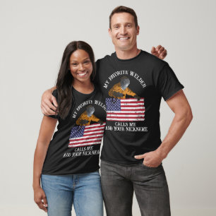 Custom welder custom name gift US flag retro T-Shirt