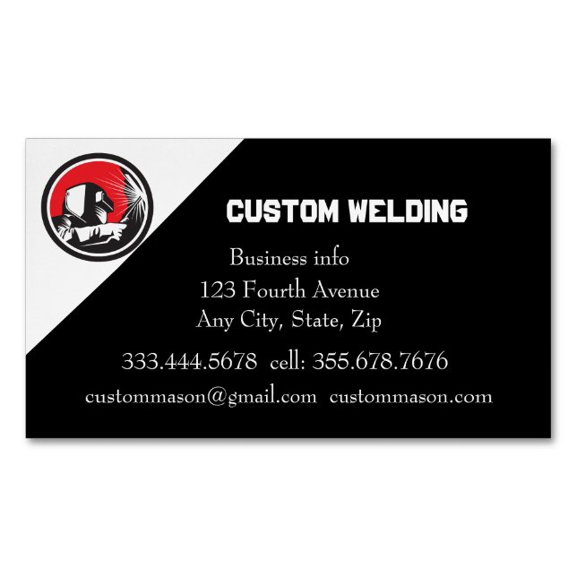 Custom Welding Manufacturing Repairs  Magnetic Business Card (Front)