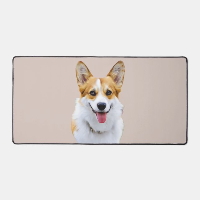 Custom Welsh Corgi Dog Personalized Drawing Desk Mat (Front)