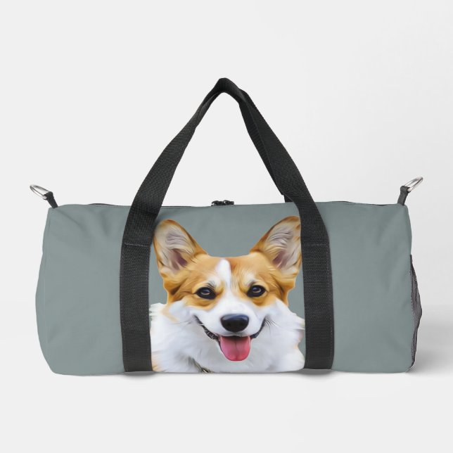 Custom Welsh Corgi Dog Personalized Drawing Duffle Bag (Front)