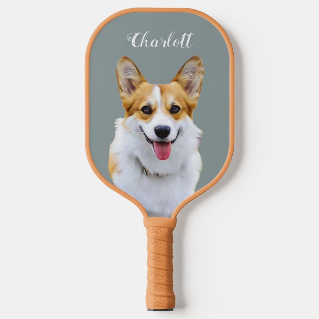 Custom Welsh Corgi Dog Personalized Drawing Pickleball Paddle (Front)