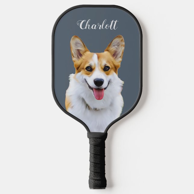 Custom Welsh Corgi Dog Personalized Drawing Pickleball Paddle (Front)