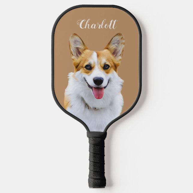 Custom Welsh Corgi Dog Personalized Drawing Pickleball Paddle (Front)