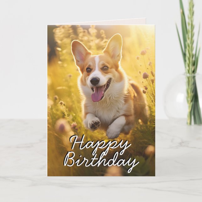 Custom Welsh Corgi Happy Birthday Card (Front)