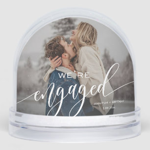Custom We're Engaged! Keepsake Photo Snowglobe