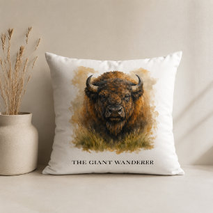 Custom Western Bison Sofa Accent Throw Pillow