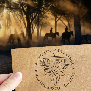 Custom Western Cowboy Boot Family Return Address Self-inking Stamp