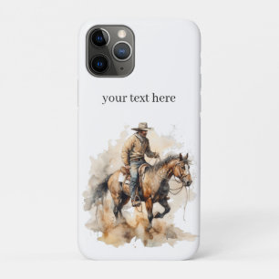 Custom Western Cowboy Horseback Art iPhone 11 Pro Case