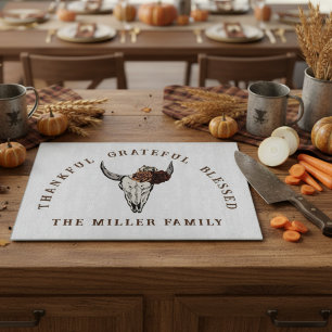 Custom Western Floral Bull Skull Cutting Board