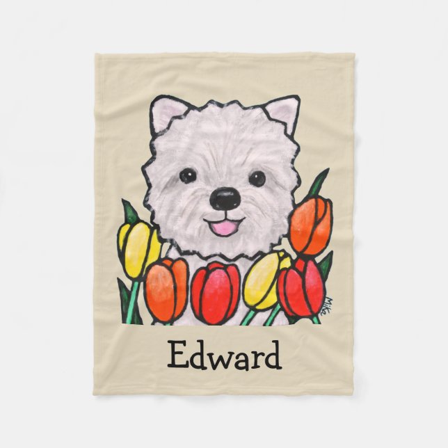 Custom Westie dog Baby Blanket Custom name blanket (Front)