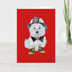 Custom Westie Firefighter Greeting Card