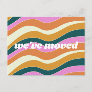 Custom We've Moved New Home Retro Vibrant Postcard