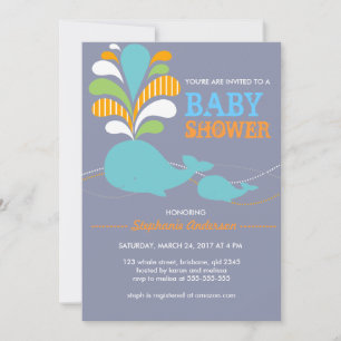 Custom whale baby shower invitation