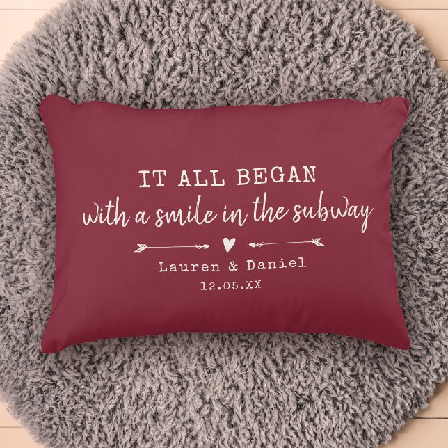 Custom Where It All Began Red Chic Valentine's Day Accent Pillow (Creator Uploaded)
