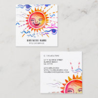 Custom Whimsical Bright Colourful Sun Watercolor