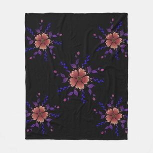 Custom Whimsical Copper and Purple Folk Art Floral Fleece Blanket