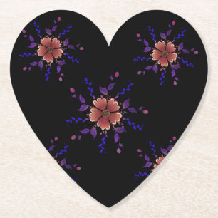 Custom Whimsical Copper and Purple Folk Art Floral Paper Coaster
