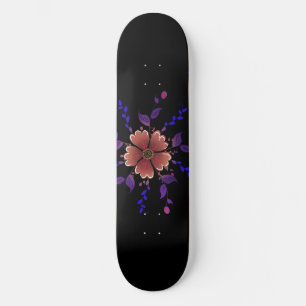 Custom Whimsical Copper and Purple Folk Art Floral Skateboard