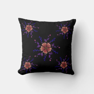 Custom Whimsical Copper and Purple Folk Art Floral Throw Pillow
