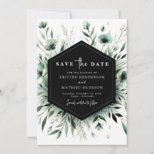 Custom Whimsical Floral Sage Green Wedding Save The Date