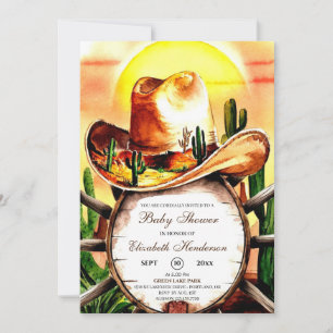 Custom Whimsical Pastel Cowboy Baby Shower Invitation