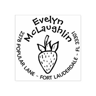 Custom Whimsical Strawberry Return Address Stamp