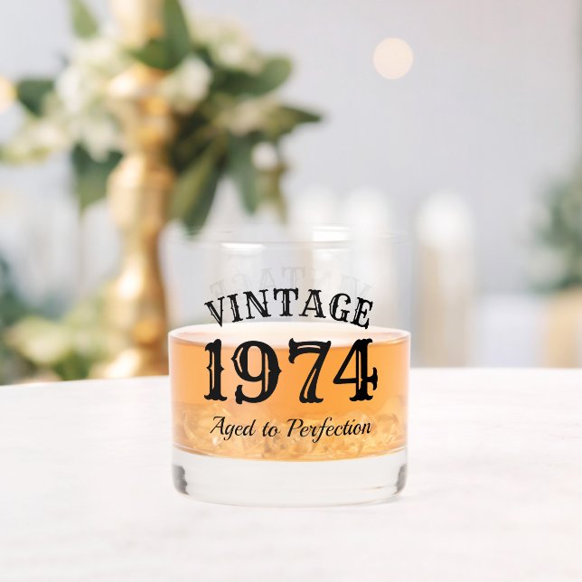 Custom whiskey drinking glass 50th Birthday gift (Insitu (Wedding))