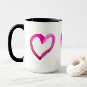 Custom White 15 oz Ringer Hearts Mug By ZAZZ_IT