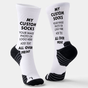 Custom WHITE All Over Print Women's Sports Socks