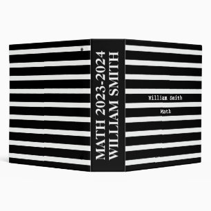 Custom White and Black Stripes Kid's School Binder