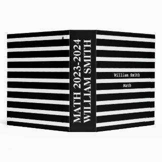 Custom White and Black Stripes Kid's School Binder