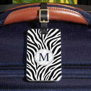 Custom White and Black Zebra Stripe Animal Pattern Luggage Tag
