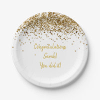 Custom White and Gold Graduation Party Glitter