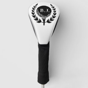 Custom White Black Monogrammed Logo Golf Head Cover
