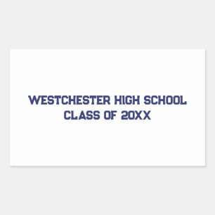 Custom white blue school and class year graduation sticker
