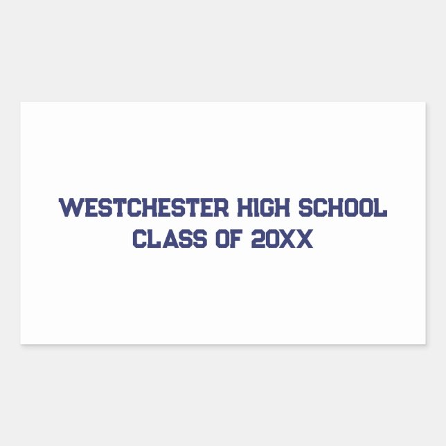 Custom white blue school and class year graduation sticker (Front)