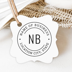 Custom White Business Company Name Favour Tags